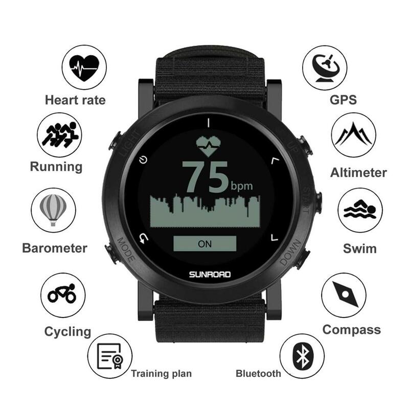 Sunroad 2023 GPS Sport Digitale Smart männer Uhren mit Herz Rate Höhenmesser Kompass Schrittzähler Läuft Triathlon für Männer Uhren