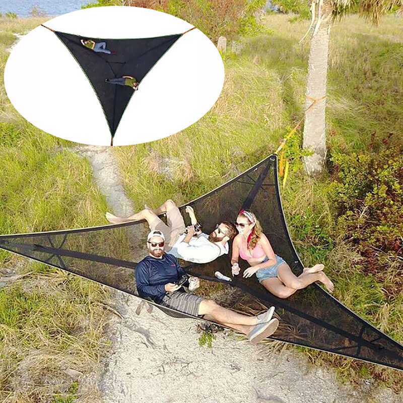 고품질 휴대용 다인용 해먹 삼각형 해먹, 야외 캠핑 스윙 의자 한 벌