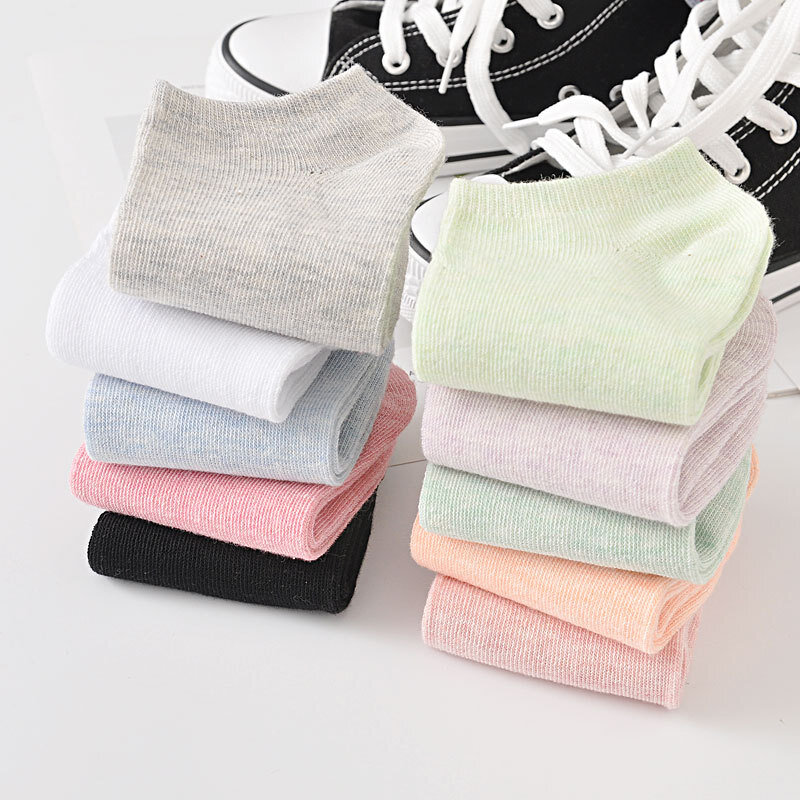 6 pares de cor pura meias de verão coreano moda na moda doce cor invisível meias bonito personalidade respirável legal meias