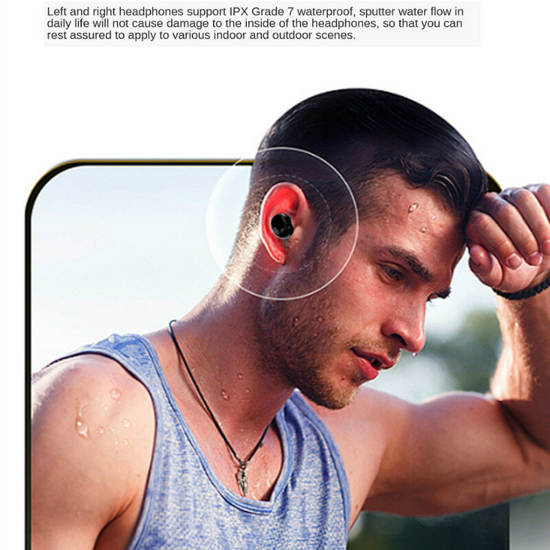 BQC-01 Tragbare Sport Kopfhörer TWS Bluetooth 5,1 Wireless Headset 9D High Fidelity Ohrhörer mit Micphone Spiel Musik Kopfhörer
