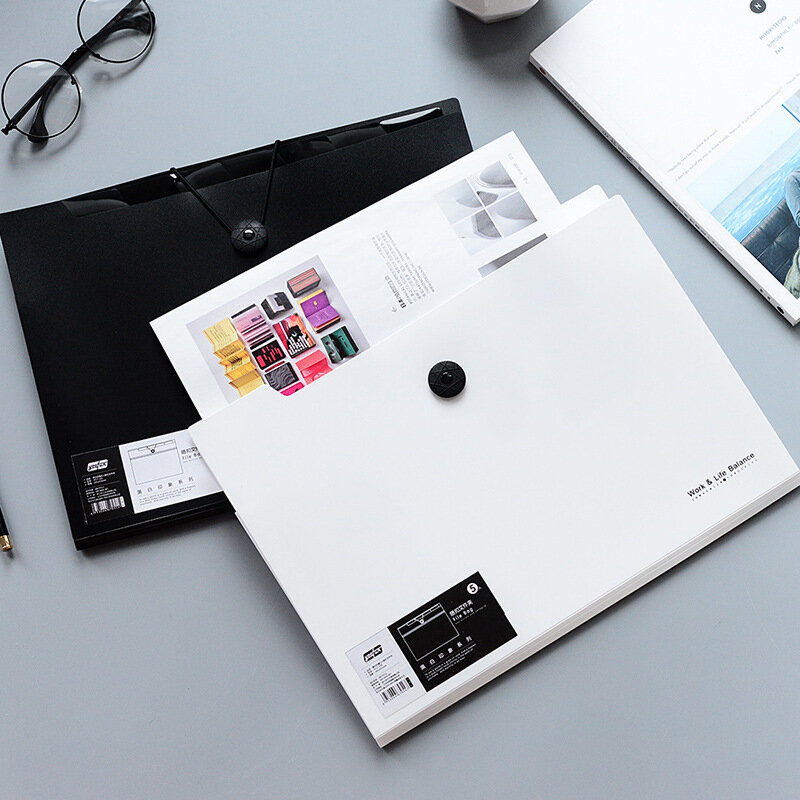 A4 teczka na dokumenty biuro organizatorzy 5/12 kieszenie torba na dokumenty folder modny biały i czarny kolor biurowe