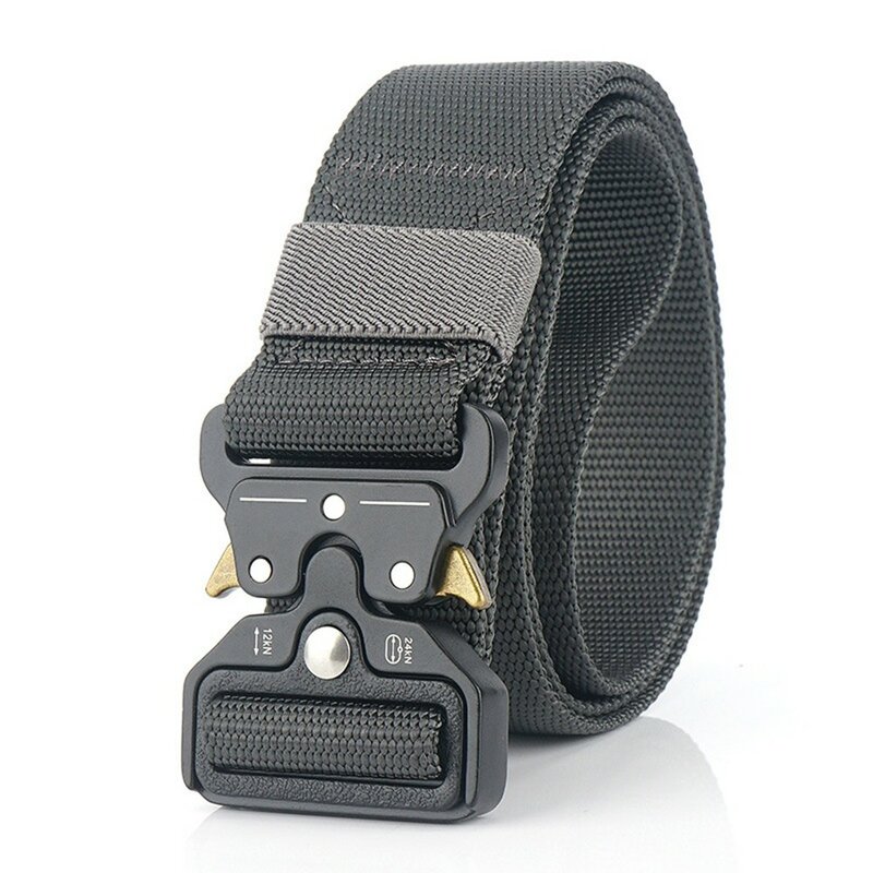 Cinturón con hebilla de Metal para hombre, cinturón de nailon con doble anillo, para exteriores, a la moda, nuevo