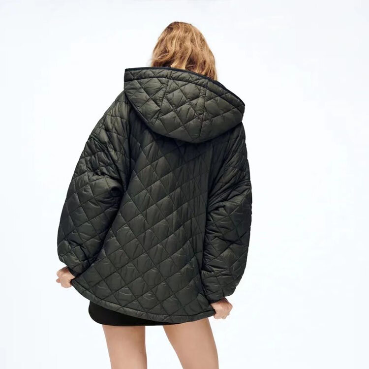 2021 outono e inverno novo casual feminino de manga comprida único breasted bolso decorativo casaco de algodão com capuz