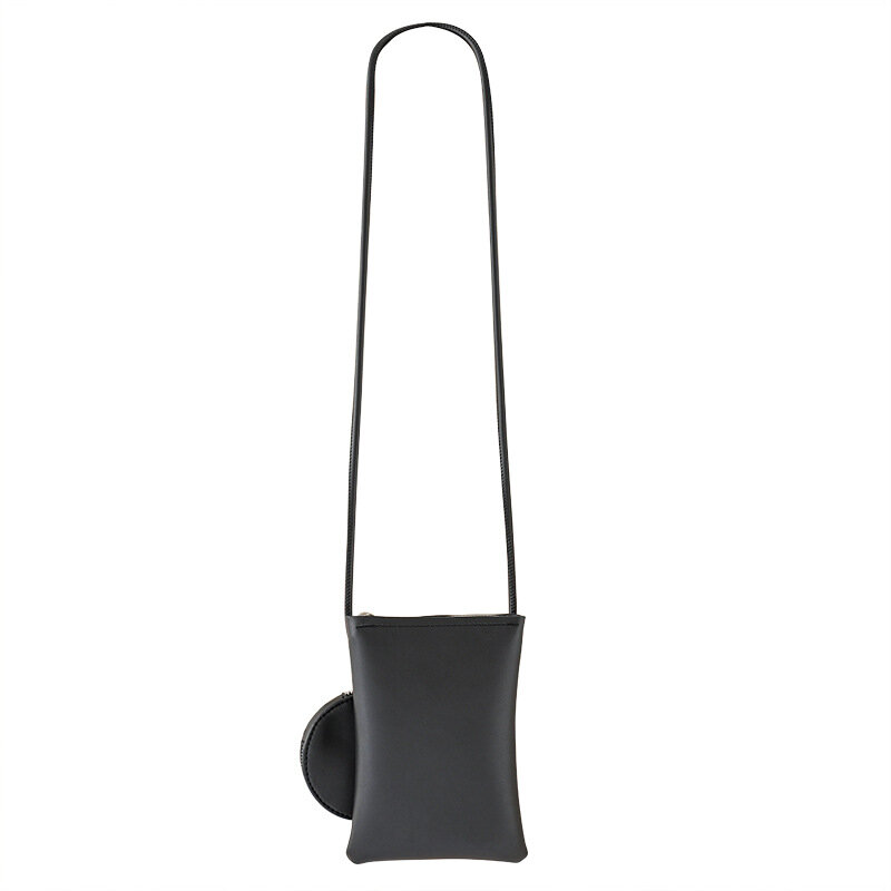 Mini bolso de teléfono para mujer, bandolera de hombro pequeña de cuero PU suave de Color sólido Simple, Circular, 2022