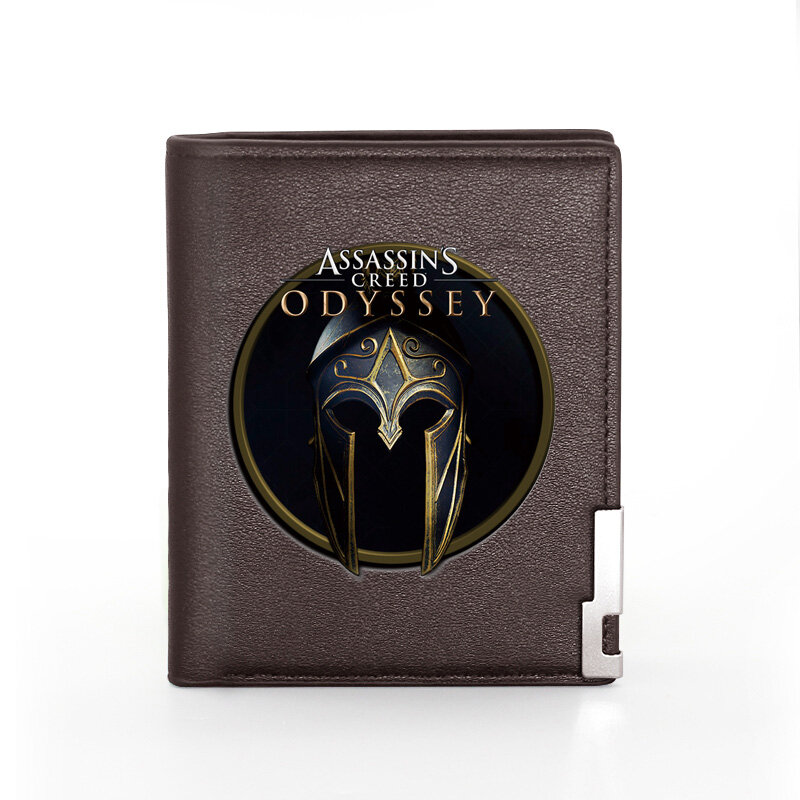 Cool Assassin Odyssey-billetera de cuero con diseño clásico para hombre y mujer, billetera delgada para tarjetas de crédito/identificación, monedero corto