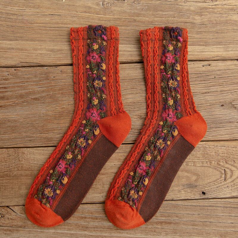 2021 New Designer Kawaii Flower Woman Socks Cotton Euramerican National Wind Pink Socks Women for Spring Summer Autumn Wiinter
