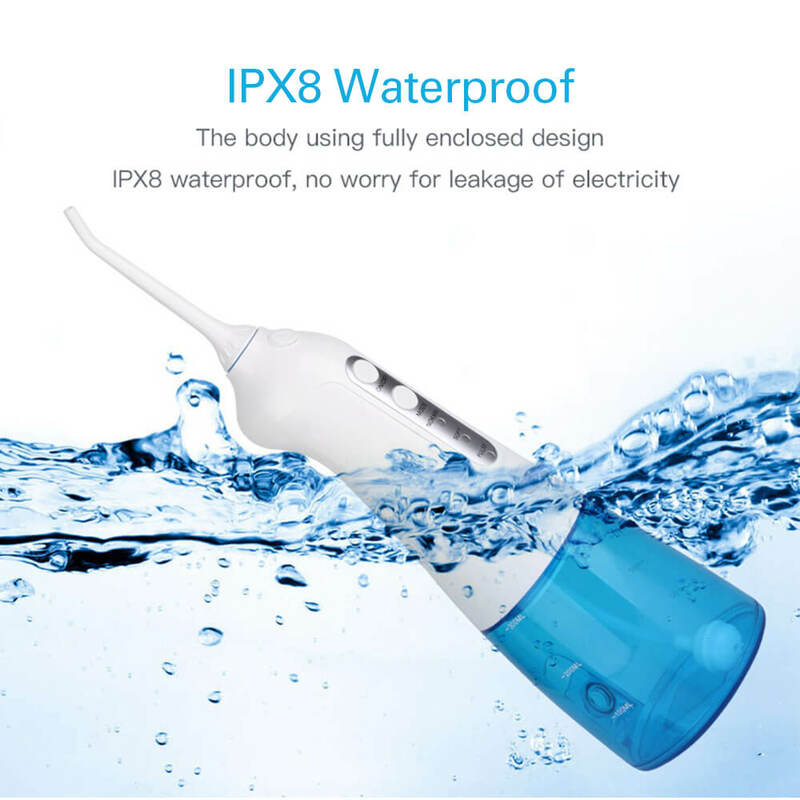 AZDENT 무선 구강 세정기, 휴대용 물 치과 치실, USB 충전 전기 워터 제트 치실, 3 가지 모드, 300ml