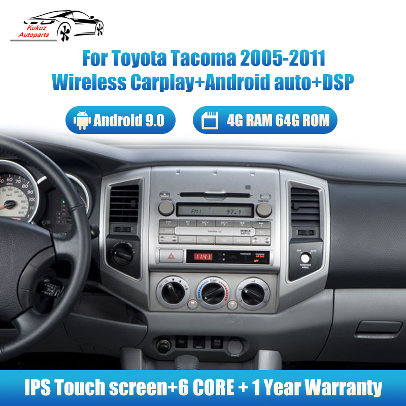 Автомобильный видеоплеер Aucar 12,1 дюйма, мультимедийный плеер на Android 9 для Toyota Tacoma 2005-2015, стерео, сенсорный экран, DSP-навигация, GPS, автомобильно...