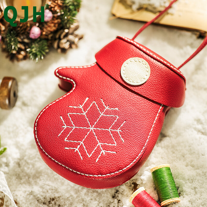 DIY Christmas New Ladies One-Shoulder Messenger Bag Hand-Stitched Homemade Material Bag, Real Cowhide, Send Tool Kit + Tutorial