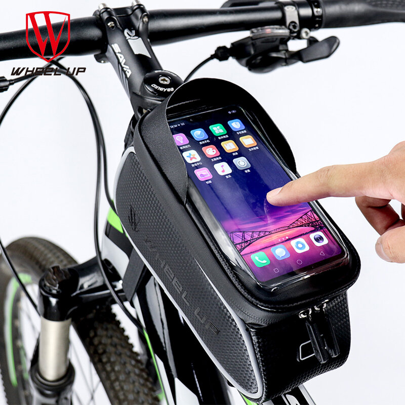 Roda up mtb bolsa de bicicleta, à prova d'água touch screen ciclismo bolsa para quadro do tubo dianteiro bolsa de celular 6.0 acessórios