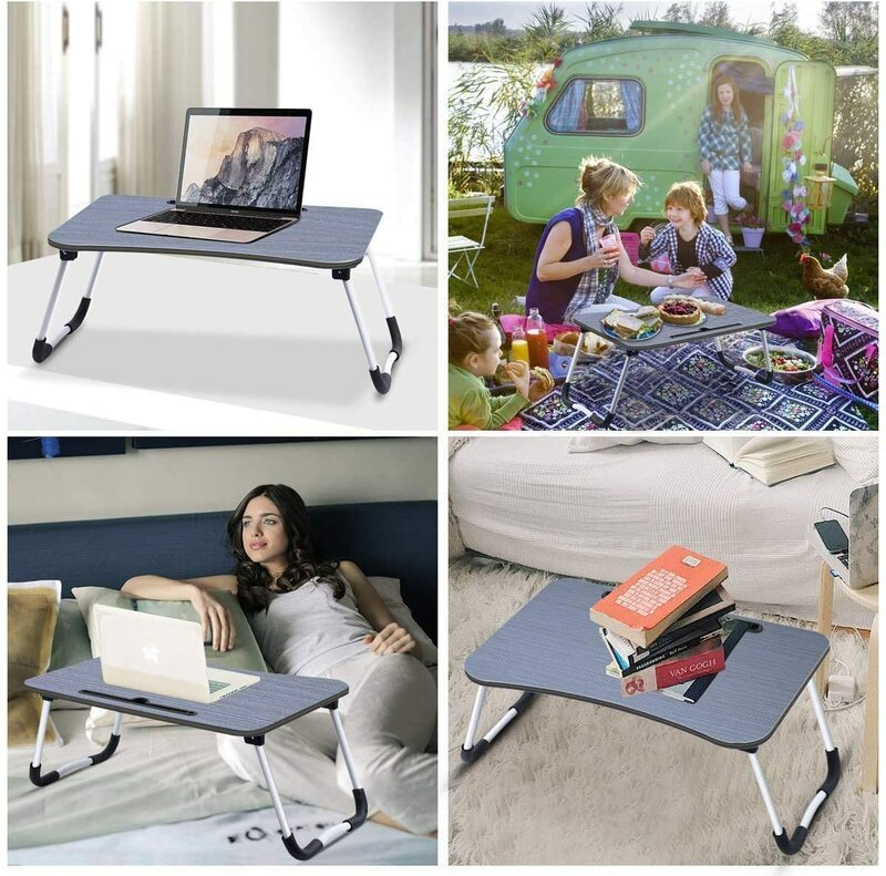 Meja Tempat Tidur Portabel Dapat Dilipat Meja Komputer Kayu untuk Laptop Tempat Tidur Sofa Teh Lipat Meja Portabel
