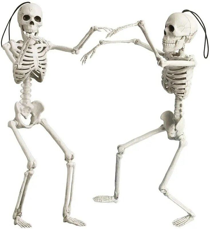 Esqueleto decorativo de cuerpo completo para Halloween, 2/5 unidades, tamaño real de 16 pulgadas, para casa embrujada