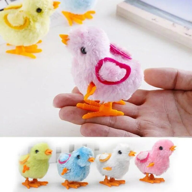 Cat Winding Plush Chick Clockwork Jumping Walking Toy Pet Cartoon Chicken Toy Wind Up Hopping Chick Animal Toy Pets Supplies