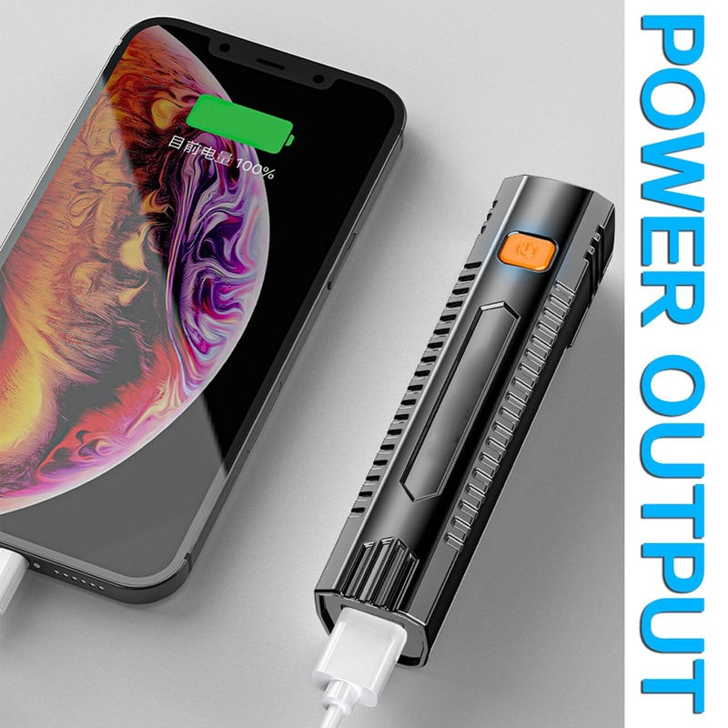 Torcia portatile a LED torcia tascabile ricaricabile USB torcia impermeabile con funzione Power Bank in uscita per escursioni a Camoping