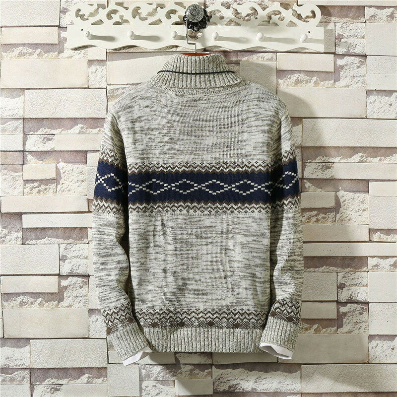 Jesienne zimowe męskie swetry z golfem sweter z długimi rękawami męskie swetry w stylu Casual