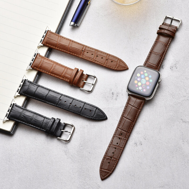 Ремешок кожаный для apple watch band 44 мм 38 мм 42 мм 40 мм, мужской браслет для iwatch 41 мм 45 мм series 7 6 Se 5 4 3 2