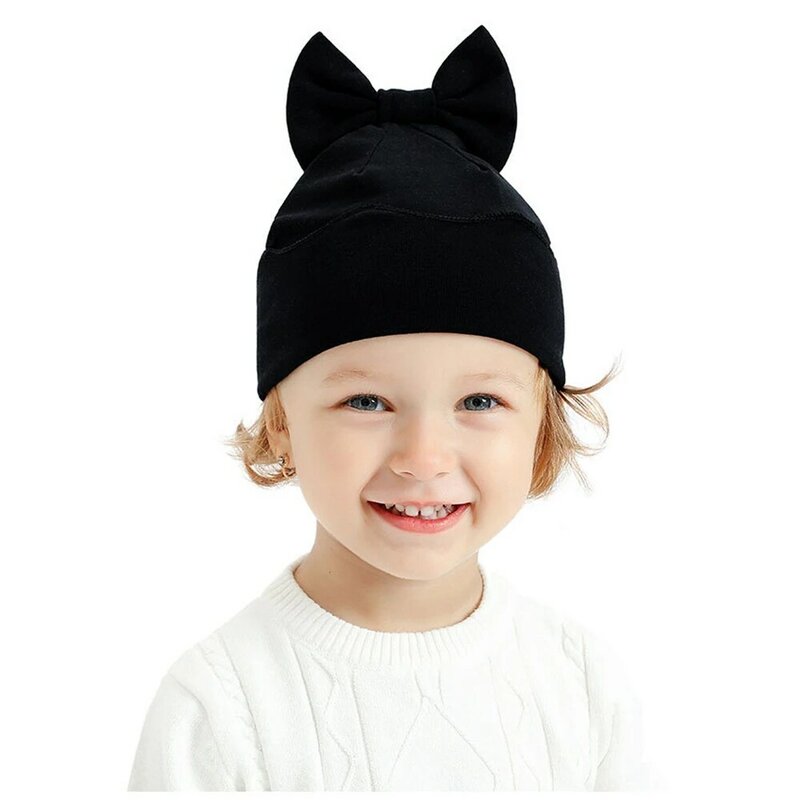 Детская мягкая приятная для кожи теплая хлопковая шапка и перчатки Комплект Модные Двухслойные плотные вязаные шапки детские головные уборы праздничный подарок