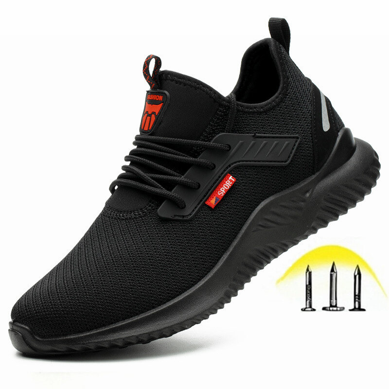 Indestructible Shoes Men Work Safety Shoes with Steel Toe Cap Puncture-Proof Boots Lightweight Breathable Sneakers