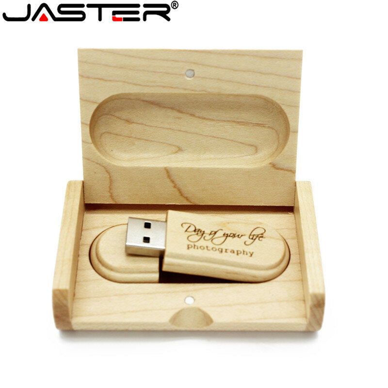 Jaster-メープルusbフラッシュドライブ2.0,木製,16gb,32gb,64gb,5個の無料ロゴ,ボックス付きウェディングギフト