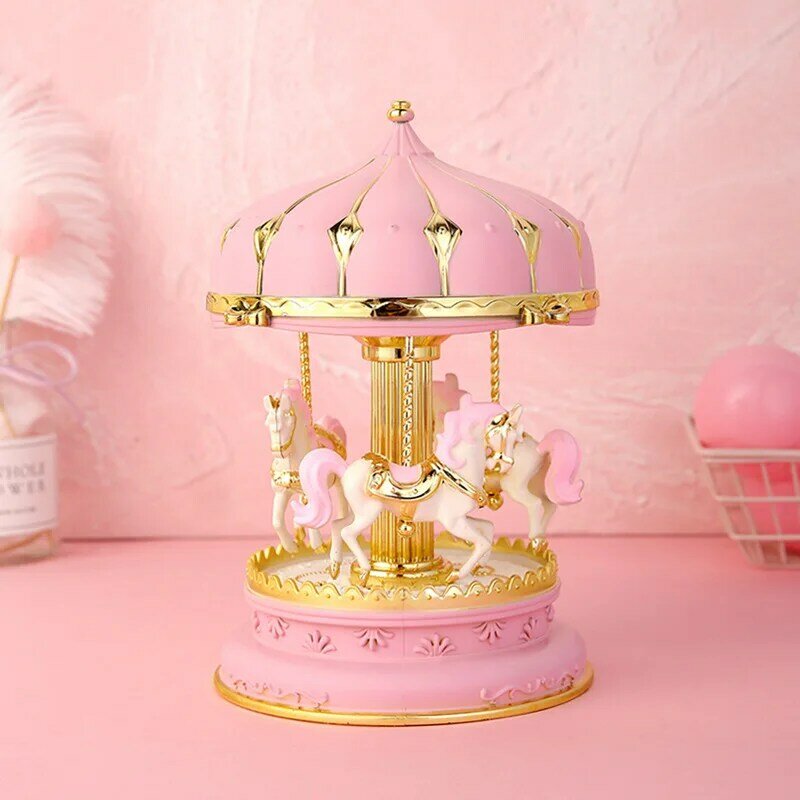 NEW2022 Elegant Colorful Glitter Carousel Music Box Child Girl NEW2022 Year Birthday Gift