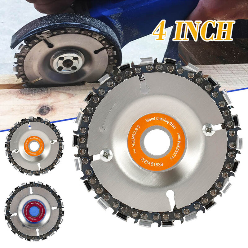 4 Inch Circular Saw Blade Woodworking Cutting Chainsaw Disc Wooden Carving Disc Saw Blade Chain Plate Angle Grinder Accessory