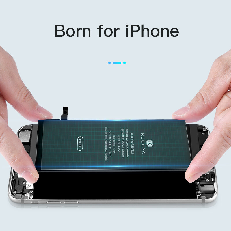 KUULAA แบตเตอรี่สำหรับ iPhone 5 6 6S 7 8 Plus X 6Plus 10ความจุสูงเดิม Bateria เปลี่ยน Batterie สำหรับ IPhone6 IPhone7