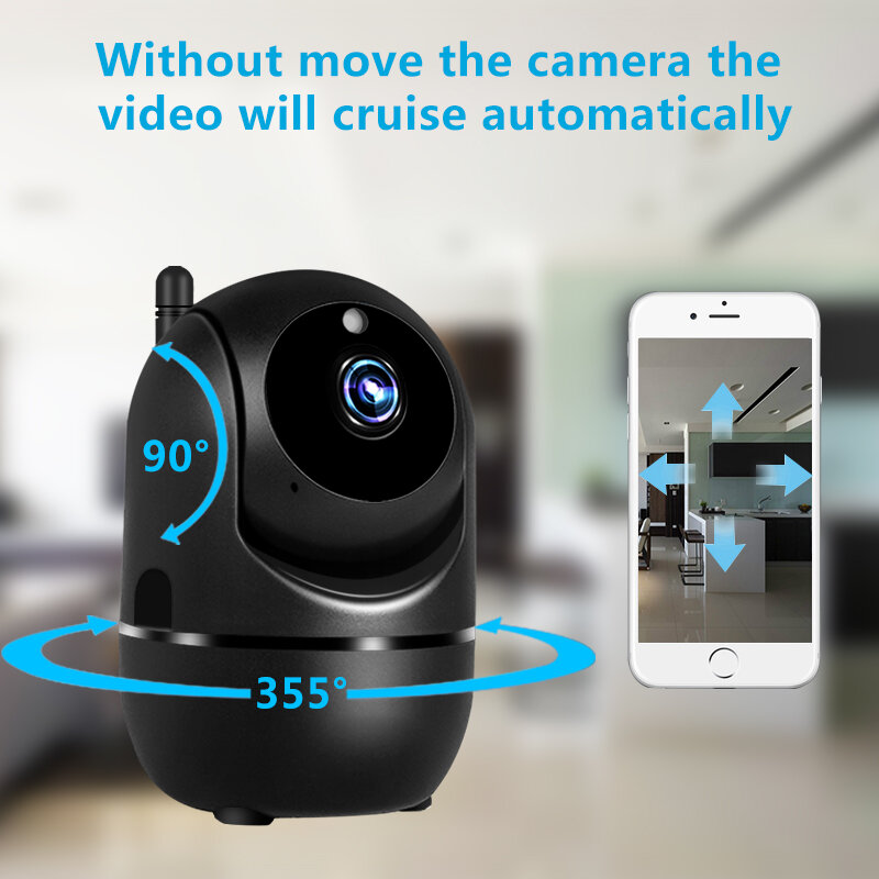 Kamera IP czarna inteligentna bezpieczeństwo w domu kamera monitorująca 1080P chmura HD sieć śledząca bezprzewodowa kamera CCTV Smart PLUS kamera WiFi