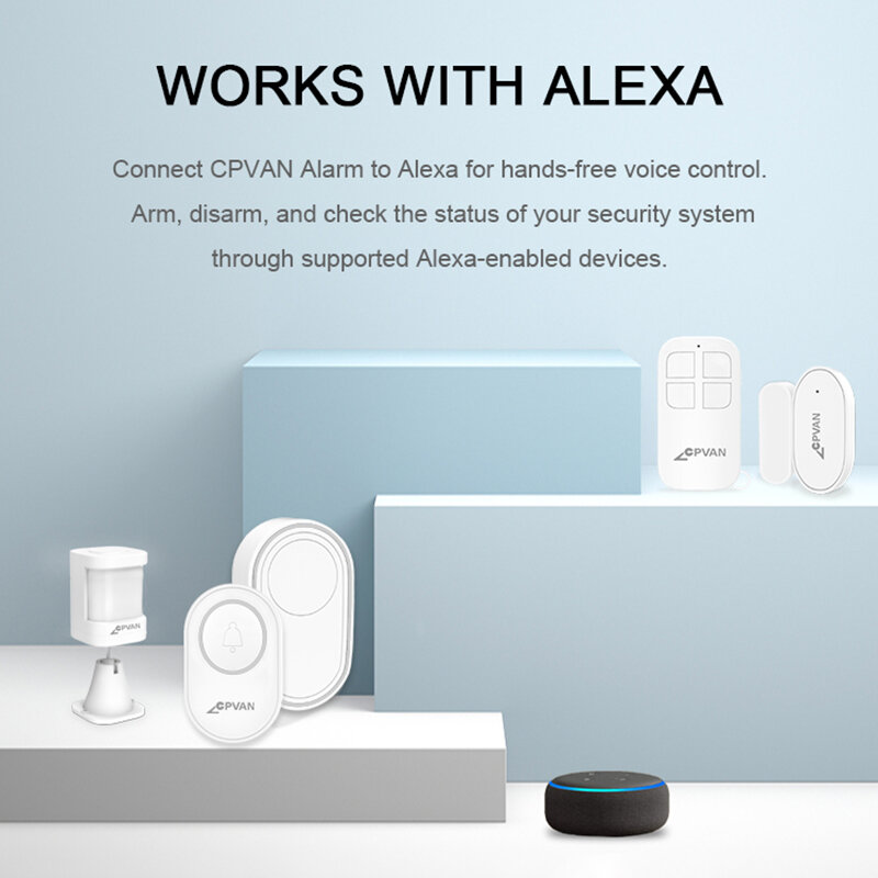 Wifi นาฬิกาปลุกชุดระบบสมาร์ทหน้าแรก Burglar Security Alarm Wireless Remote Tuya APP ควบคุม PIR เครื่องตรวจจับเซ็นเซอร์ประตู Alexa