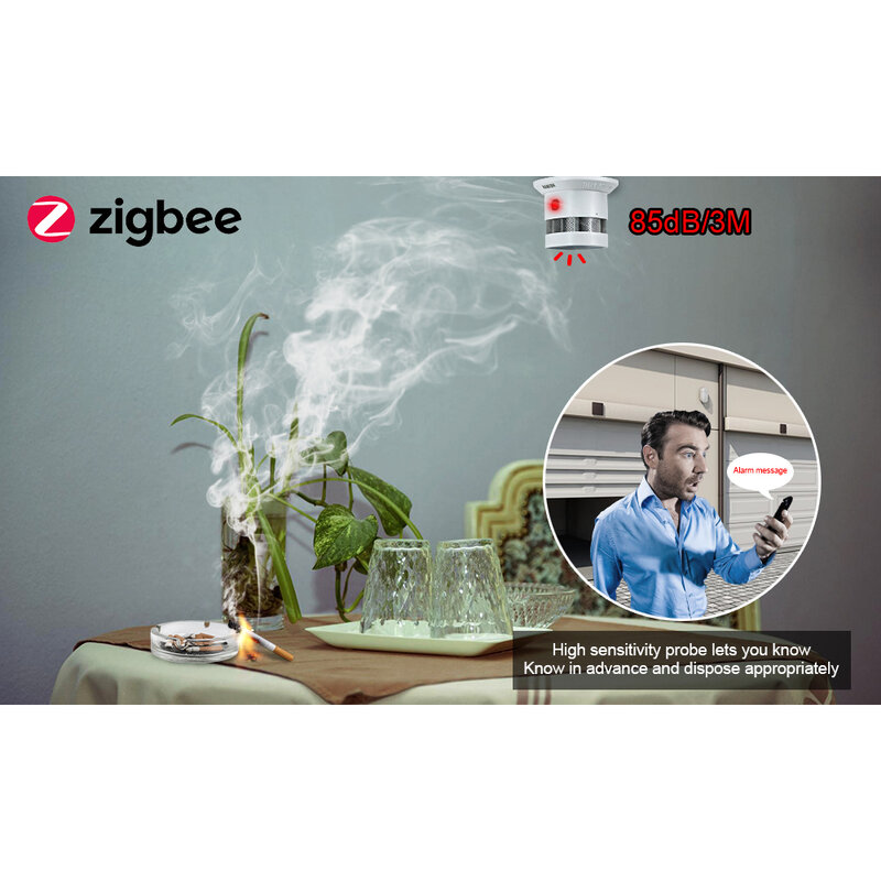 HEIMAN Zigbee 3.0 Detektor Asap Alarm Kebakaran Sistem Rumah Pintar 2.4GHz Sensor Pencegahan Keamanan Sensitivitas Tinggi Gratis Pengiriman