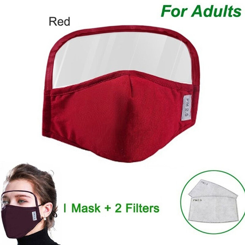 Mascarilla facial De algodón para adultos, máscara De moda + 2 filtros con protección De ojos, máscara De Tela Lavable, Cosplay De Halloween, Anime