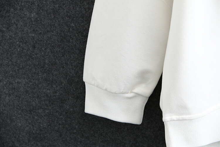 女性用タッセル付きフード付きスウェットシャツ,大きいサイズ,ラウンドカラー,長袖,黒,白,kfy4861