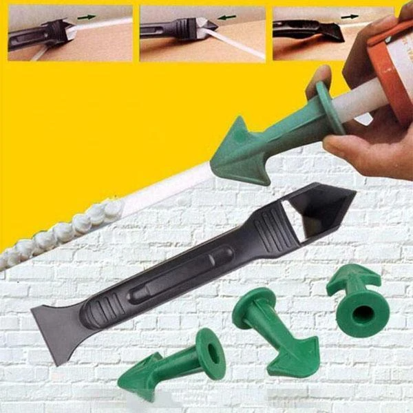 1Set Caulk Nozzle Scraper Set Reusable Sealant Angle Scraper Silicone Grout Caulk Tools For Tile Brick Joints