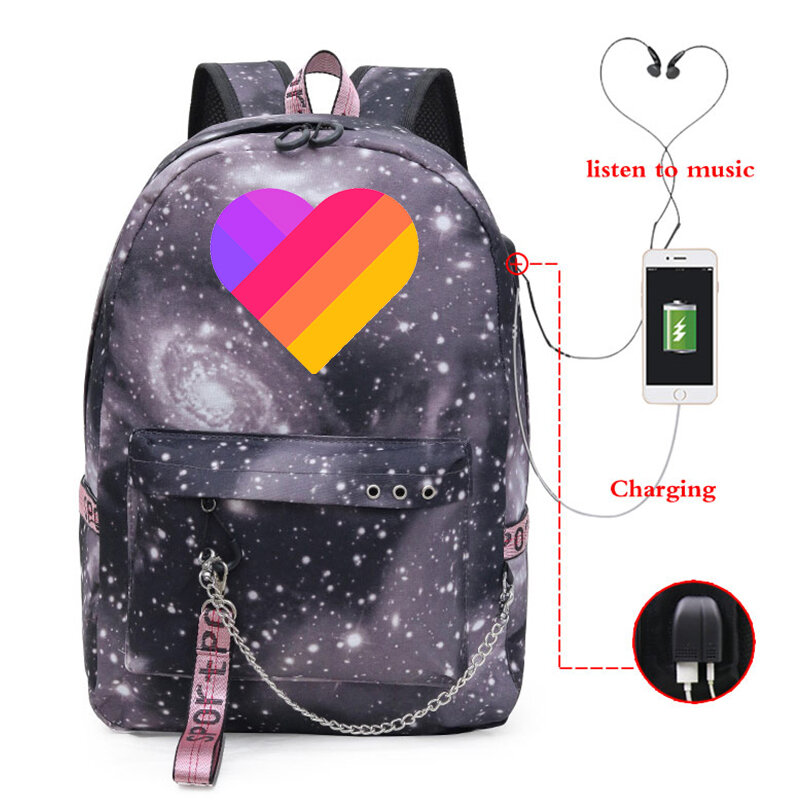 Likee USB ชาร์จกระเป๋าเดินทางแฟชั่น BackpackStudent ซิปกระเป๋านักเรียนทุกวันแล็ปท็อป Ruckpack สำหรับวัยรุ่นเด็...