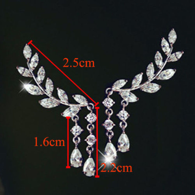 絶妙なダイヤモンドの葉の形をしたイヤリング,女性用,クリスタルのウォータードロップパーティーイヤリング,結婚式のファッションジュエリー2021