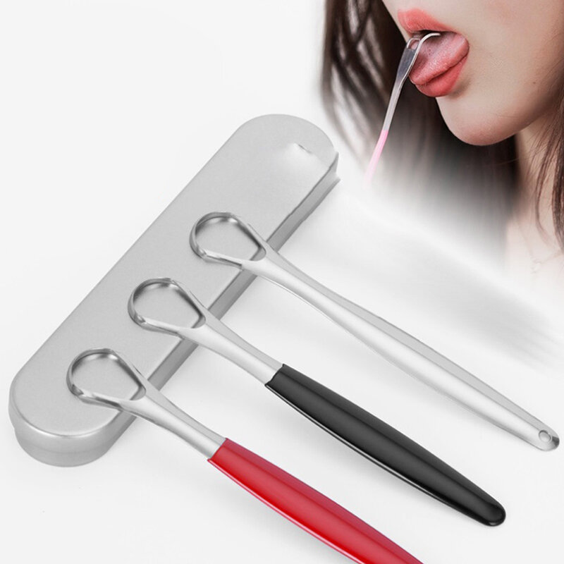 1PC Useful Tongue Scraper Stainless Steel Oral Tongue Cleaner  Mouth Brush Reusable Fresh Breath Maker