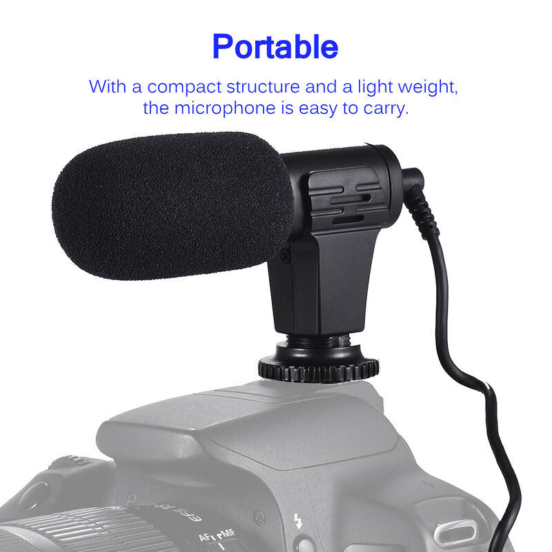 Microfono Video videocamera Mini condensatore registrazione intervista Vlog Mic per telefono DSLR microfono per fotocamera microfono da 3.5mm/0.14 pollici