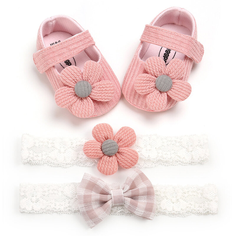 Туфли для малышей 0-18 месяцев, хлопковая мягкая однотонная обувь для начинающих ходить, Нескользящие Кроссовки для новорожденных, с бантом, ...