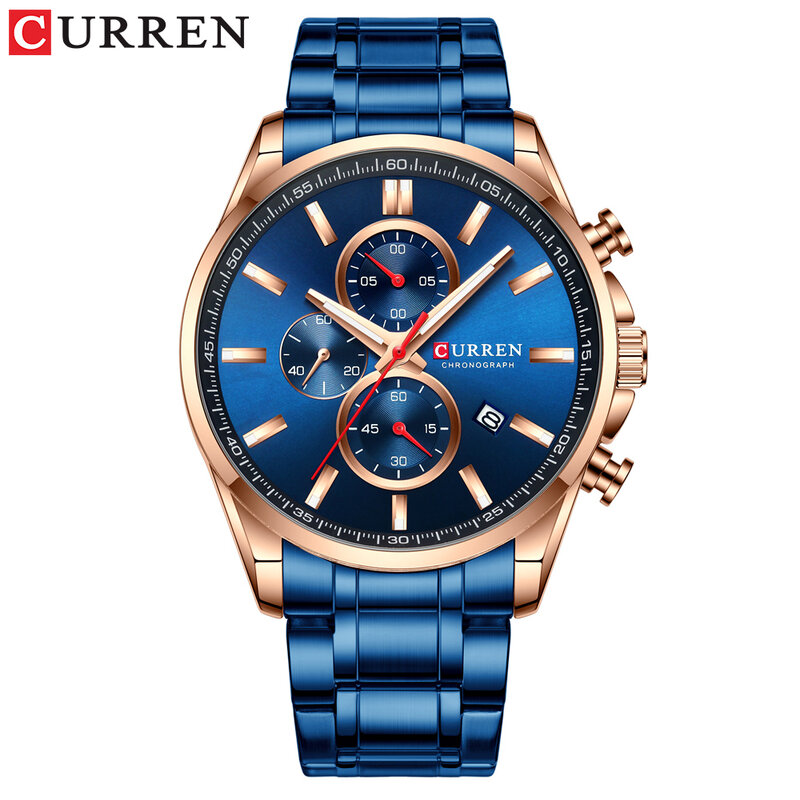 2019 nova curren azul casual malha cinto moda quartzo relógio de ouro dos homens relógios marca superior luxo à prova dlogiágua relógio relogio masculino