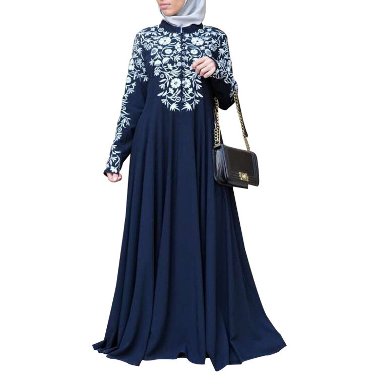 Vestido musulmán de Abaya con flores impresas para mujer, Túnica de Abaya abierta, Túnica de Dubái musulmán, caftán de Ramadán, 3XL