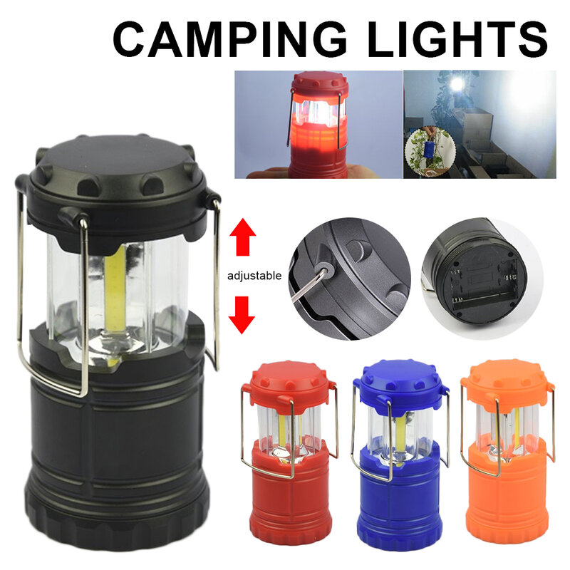 Linterna de Camping portátil de ABS, luz de tienda impermeable, con batería, extensible, de emergencia para exteriores