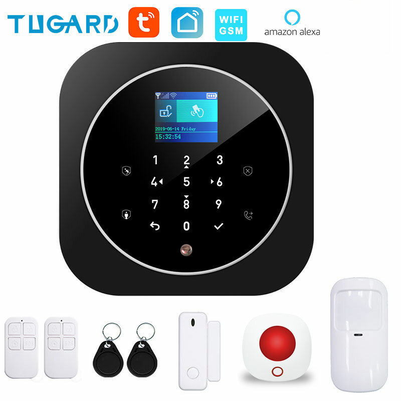 Tugard G12 Tuya 433Mhz Gsm Wifi Wireless Home Security Alarmsysteem Met Pir Motion Sensor Deur Sensor Sirene alarm Set