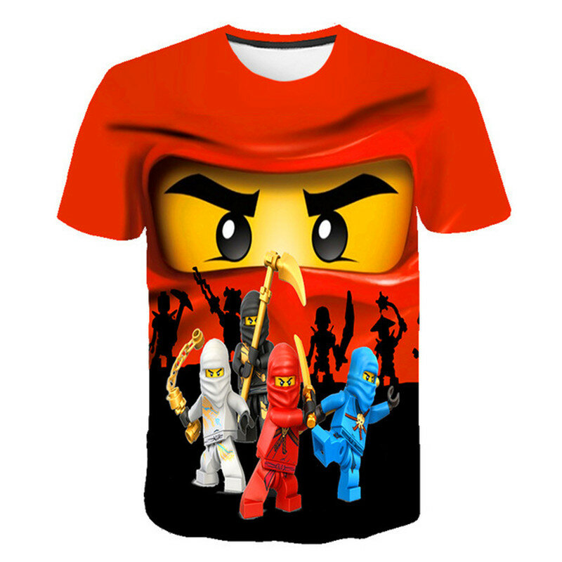 Camiseta con estampado de dibujos animados en 3D para niños, ropa de Ninja encantadora, Ninjago, ropa para niños, 2021
