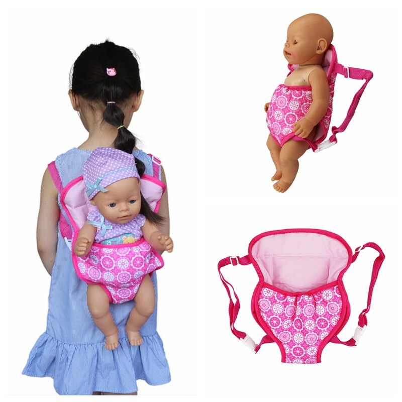 Wholesale  New 3 Color Girl's Gift Doll Outgoing Carrying Bag Doll Straps Suitable For 18 Inch American Dolls Fit 43cm Baby Doll