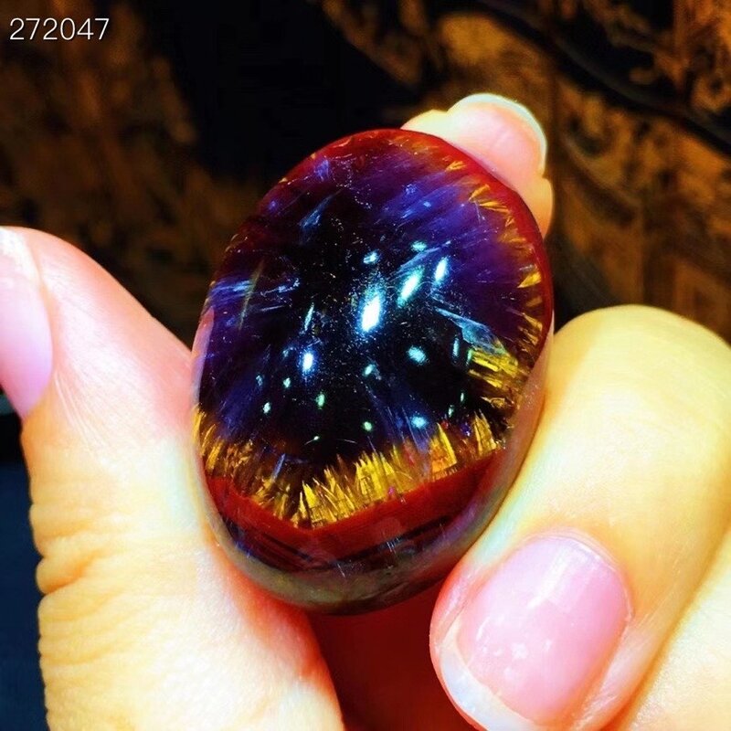 Natural Cacoxenite Auralite 23 Oval Big Pendant 34x23.2x13.7mm Purple Red Women Men  Canada Crystal Jewelry AAAAA