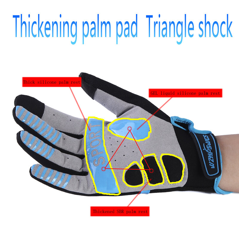 Spring Autumn  Full Finger Touch Screen Bicycle  Gloves MTB Sport Shockproof Cycling Gloves GEL Liquid Shock Bike Gloves