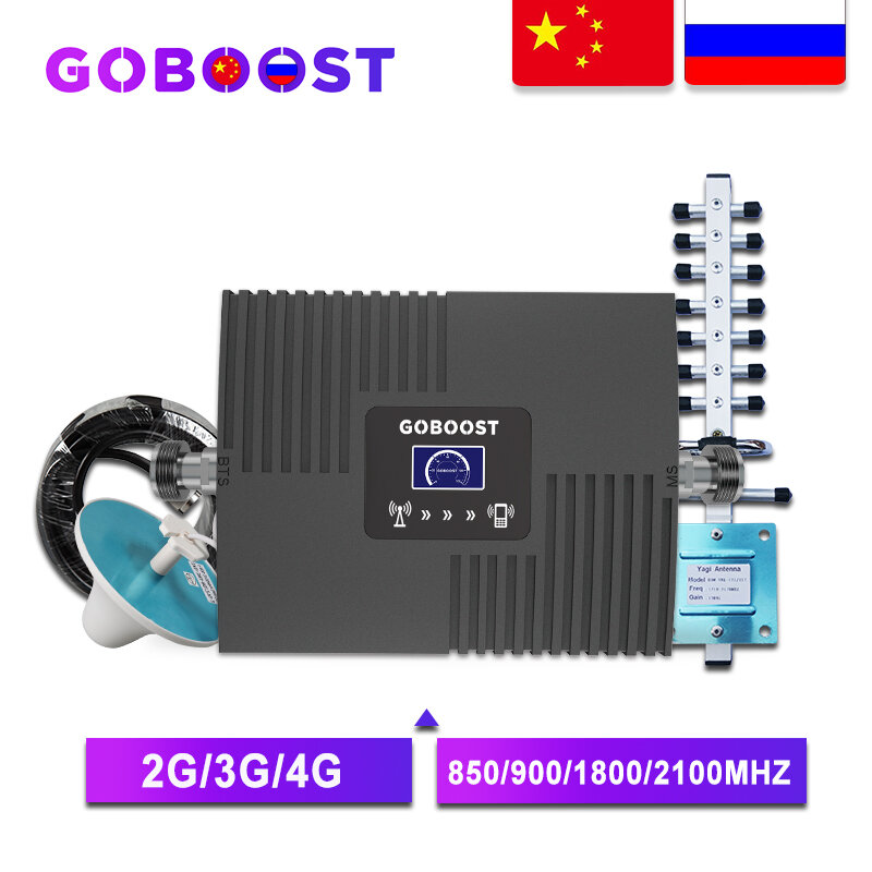 GOBOOST-Amplificador de señal de telefonía movil 4G, repetidor de senal GSM 2G 3G 4G, GSM 900 1800 2100, amplificador de celular 700 800 2600 Transporte rápidoM,Almacén local en España