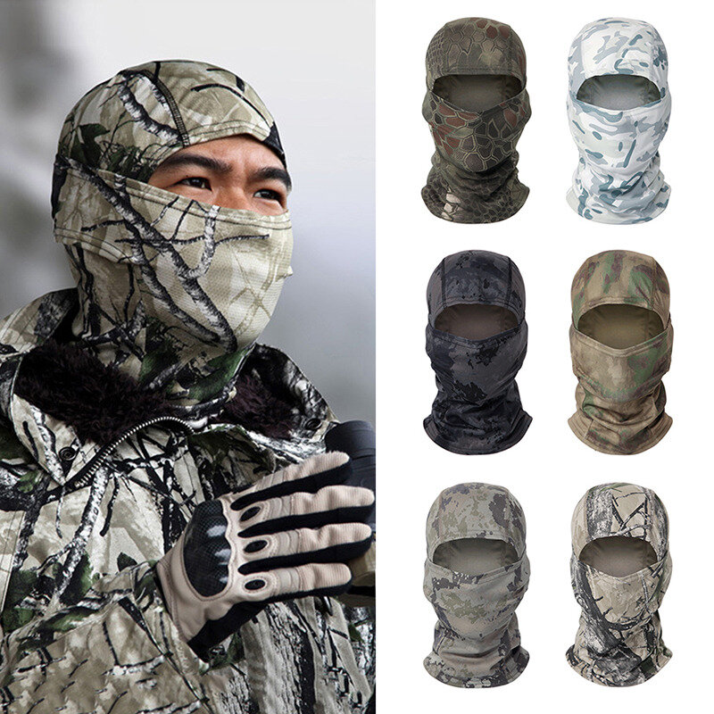 Tactical Camouflage Balaclava Full Face Mask CS Wargame Army Hunting Cycling Sports Helmet Liner  Military Multicam CP Scarf#