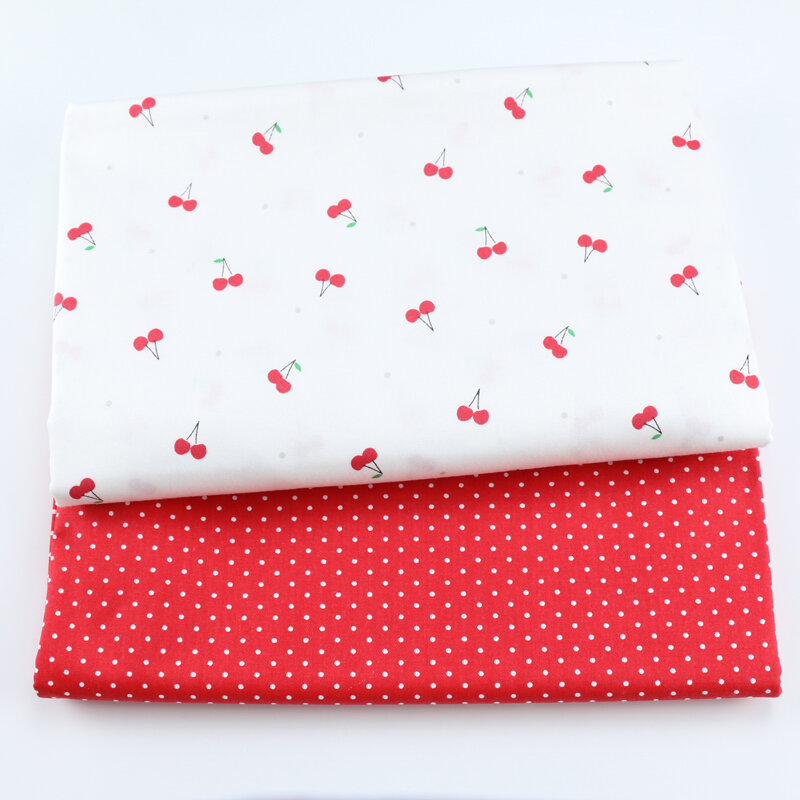 Tela de algodón con estampado Floral para bebés y niños, tejido acolchado grueso de punto de cereza rosa, 2 piezas, para hacer sábanas