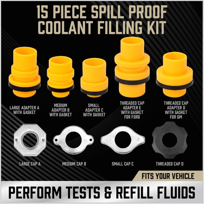 Plastic Filling Funnel Spout Pour Oil Tool Spill Proof Coolant Filling Kit 15Pcs