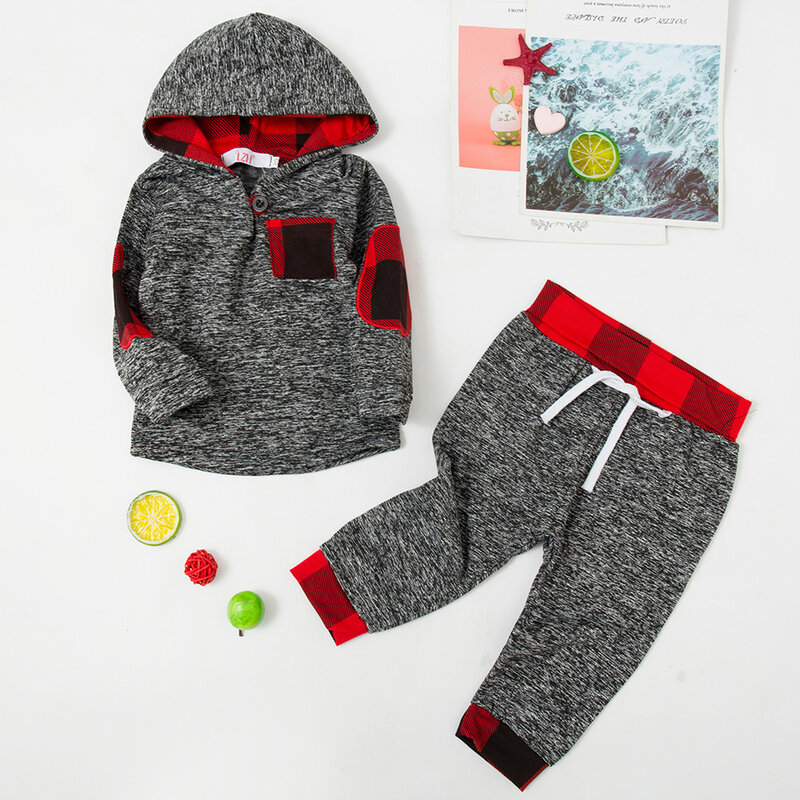 LZH-ropa de otoño e invierno para recién nacido, conjunto de Sudadera con capucha y pantalón, traje de Navidad, 2 uds.
